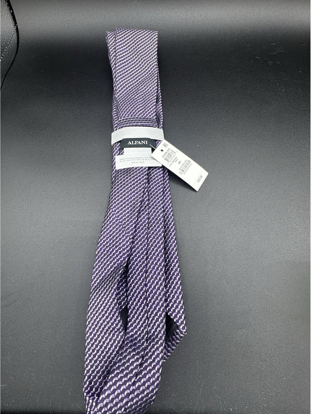 Alfani Purple Geometric Silk Blend Mens Necktie Macy’s NWT